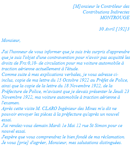 Lettre de réclamation 1